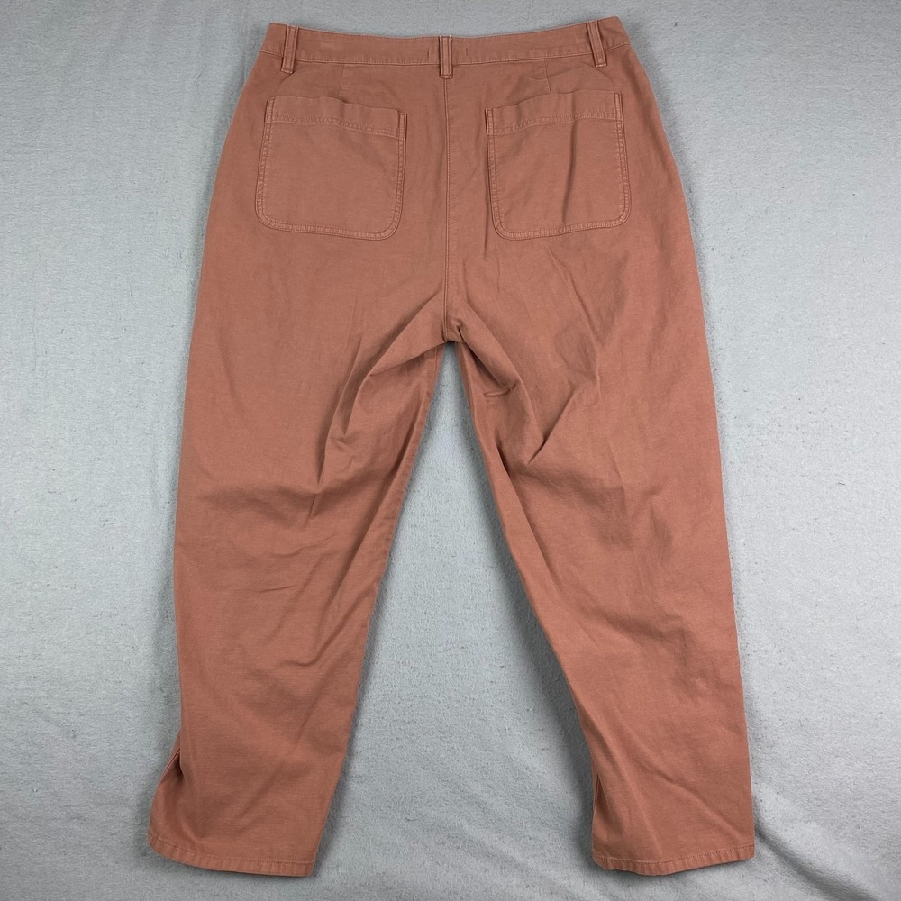 EILEEN FISHER Pants 12 Canvas Chino Stretch Organic Cotton Hemp Ankle Rust Brown